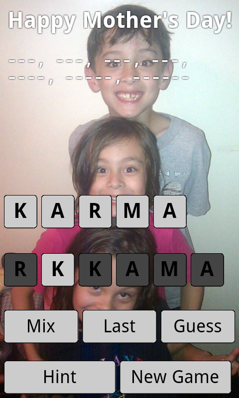 Screenshot of word game